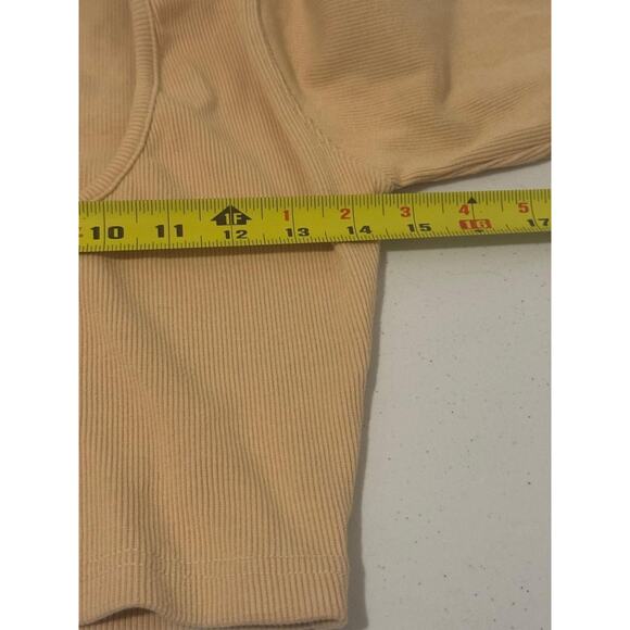 Meshki Cropped Shirt Womens Small Scoop Neck Long Sleeve Slim Top Button Y2K - Picture 6 of 7